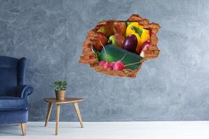 Autocolant de perete gaură 3D Fructe si legume