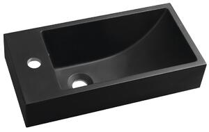 Sapho Sapho, chiuveta MIC din marmura turnata 50x25cm, robinet in stanga, negru mat, SM012B