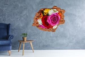 Autocolant de perete gaură 3D trandafiri colorați