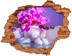 Fototapet un zid spart cu priveliște Orhideea și inima