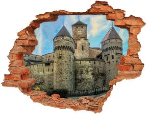 Fototapet 3D gaură în perete Castelul din Elveția