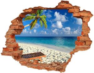 Fototapet un zid spart cu priveliște plaja tropicala