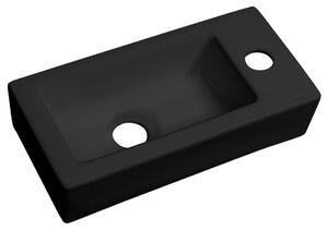 Sapho Sapho, chiuveta ceramica ZOE 37x18 cm, deschidere robinet pe dreapta, negru mat, AR495B