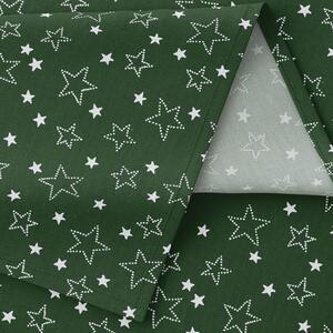 Goldea față de masă din bumbac - model 029 - steluțe albe pe verde - ovală 140 x 200 cm