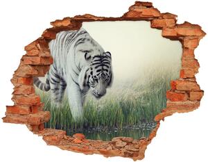 Autocolant un zid spart cu priveliște Tigru alb