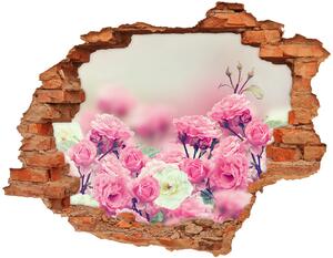 Autocolant un zid spart cu priveliște Flori de trandafir sălbatic
