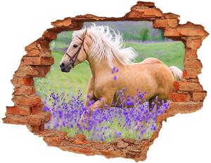 Autocolant 3D gaura cu priveliște Un cal într-un câmp de lavandă