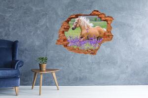 Autocolant 3D gaura cu priveliște Un cal într-un câmp de lavandă