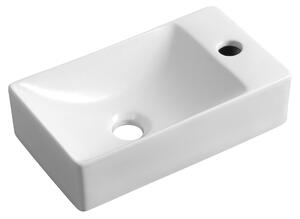 Sapho Sapho, Chiuvetă ceramică MICĂ 38x22cm, orificiu pentru robinet în dreapta, alb, MGT3822