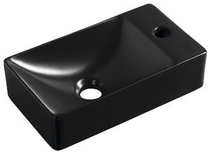 Sapho Sapho, chiuveta MIC din ceramica 38x22cm, orificiu pentru robinet in dreapta, negru mat, MGT3822B