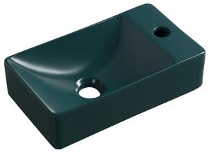 Sapho Sapho, chiuveta ceramica MIC 38x22cm, gaura pentru robinet in dreapta, verde inchis, MGT38220