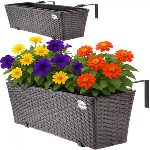 Deuba Set 2 bucăți jardiniere din ratan - maro