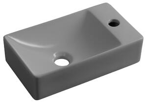 Sapho Sapho, Chiuvetă ceramică MICĂ 38x22cm, orificiu pentru robinet în dreapta, gri, MGT3822GR