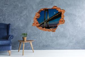 Autocolant de perete gaură 3D Podul Brooklyn