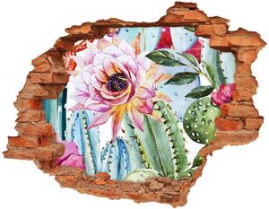 Autocolant un zid spart cu priveliște Cactuși și flori