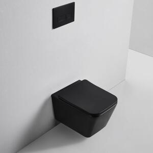 Gamma Mut, vas de toaletă suspendat 51x36 cm fără margine cu scaun cu cădere lentă, negru mat, GMA-MUT-202BK