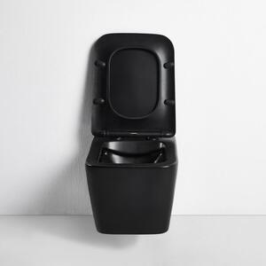 Gamma Mut, vas de toaletă suspendat 51x36 cm fără margine cu scaun cu cădere lentă, negru mat, GMA-MUT-202BK