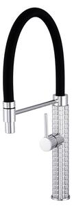 Gamma Full Pro, baterie de chiuvetă înaltă cu braț elastic, negru-crom mat, GMA-BFLP-CH