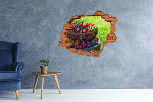 Autocolant de perete gaură 3D coș cu fructe de pădure