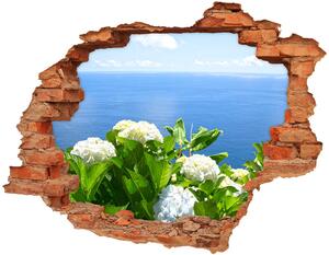 Fototapet 3D gaură în perete Flori la malul mării