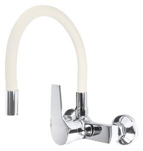 Gamma Flex, baterie pentru chiuvetă de perete cu braț elastic, bej-crom, GMA-BFXS-B