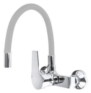 Gamma Flex, baterie pentru chiuvetă de perete cu braț elastic, gri-crom, GMA-BFXS-G