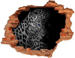 Fototapet 3D gaură în perete leopard