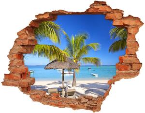 Autocolant de perete gaură 3D plaja Mauritius