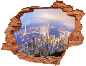 Autocolant gaură 3D Hong Kong panorama