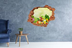 Autocolant de perete gaură 3D Legume si fructe