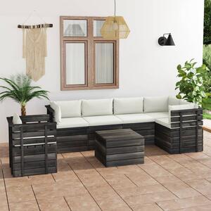Set mobilier grădină din paleți cu perne, 7 piese, lemn molid