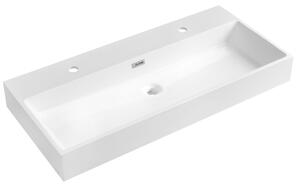 Sapho Sapho, lavoar ACVATIC, marmura turnata, 100x46cm, 2 gauri pentru robinet, alb, AT100-2