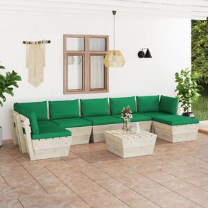 Set mobilier grădină din paleți cu perne, 8 piese, lemn molid