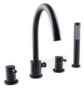 Gamma Roy, baterie de baie cu 4 orificii, negru mat, GMA-BRYW4O-BK
