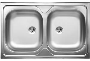 Kuchinox 50, chiuvetă din oțel inoxidabil cu 2 compartimente 800x500x140 mm pentru capac dulap, oțel, LAV-SK5_020T