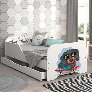 Pat pentru copii 140 × 70 cm cu saltea și grilaj – COOL DOG