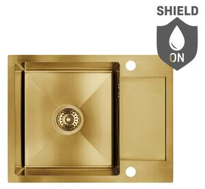 Laveo Marmara, chiuveta din otel inoxidabil cu 1 compartiment 570x440x200 mm, auriu mat, LAV-SAM_G13T