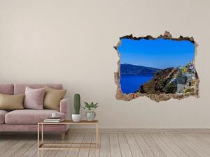 Autocolant un zid spart cu priveliște Santorini grecia