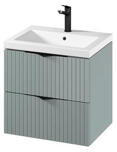 Cersanit Tirso, mobilier lavoar suspendat 594x447x572 mm + lavoar ceramic, verde mat, S801-544