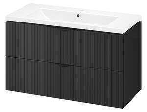 Cersanit Tirso, mobilier lavoar suspendat 994x447x572 mm + lavoar ceramic, negru mat, S801-588