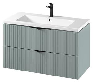Cersanit Tirso, mobilier lavoar suspendat 994x447x572 mm + lavoar ceramic, verde mat, S801-546