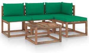Set mobilier grădină paleți cu perne, 5 piese, lemn pin tratat