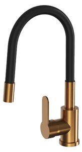 Gamma Flex 2000, baterie de chiuvetă independentă cu braț flexibil, cupru mat-negru, GMA-BFX-2000BRGD