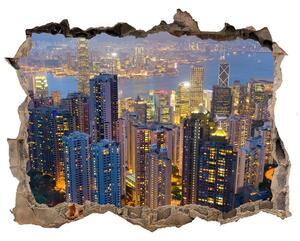 Fototapet un zid spart cu priveliște Hong kong pe timp de noapte