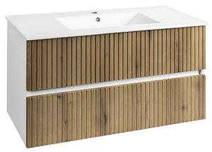 Aqualine Aqualine, Mobilier lavoar PANEDA STRIP 99.5x55x45.2cm, stejar Emporio, PN310