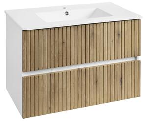 Aqualine Aqualine, Mobilier lavoar PANEDA STRIP 79.5x55x45.2cm, stejar Emporio, PN380