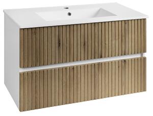 Aqualine Aqualine, Mobilier lavoar PANEDA STRIP 89.5x55x45.2cm, stejar Emporio, PN390