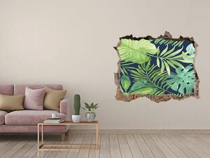 Fototapet un zid spart cu priveliște Frunze tropicale