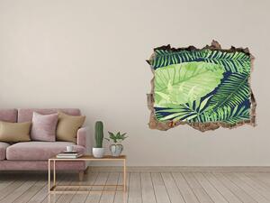 Autocolant un zid spart cu priveliște Frunze tropicale