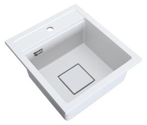 Chiuvetă Gamma Quadro 4550, granit cu 1 compartiment 450x495x220 mm, albă, GMA-ZLE000220